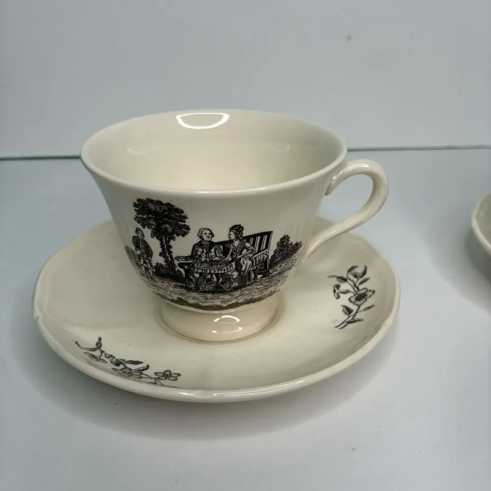 Wedgewood Etruria & Barlaston Creamware Tea Cup And Saucer Set Of 3